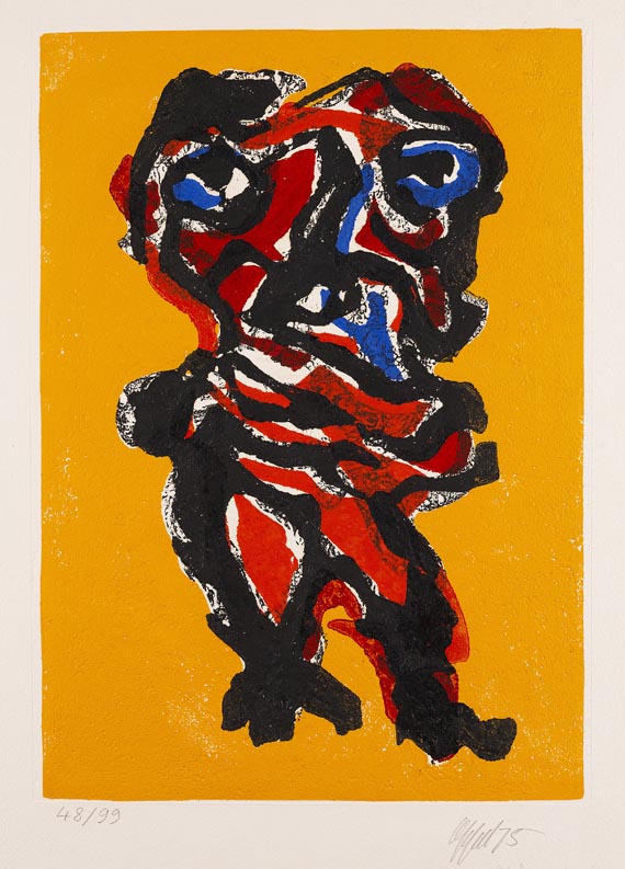 Karel Appel - Forte Femme sur eau jaune