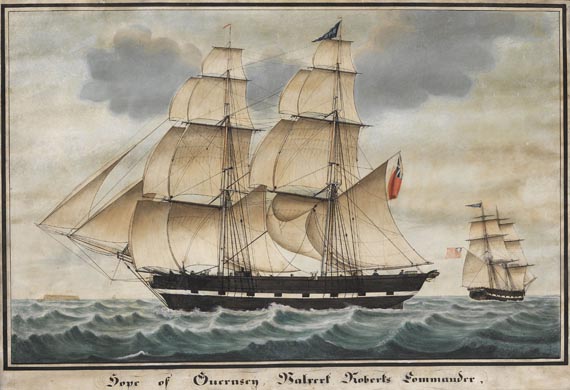 J. R. Hansen - Zugeschrieben - Englische Brigg "Hope of Guernsey"  unter Commander Valrert Roberts vor Helgoland