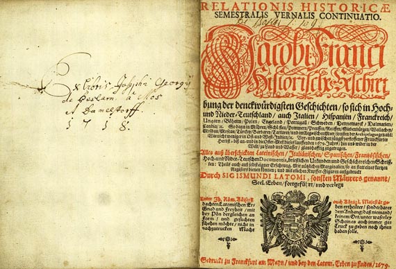 Jacobus Francus - Relationis historicae. 1679-1686