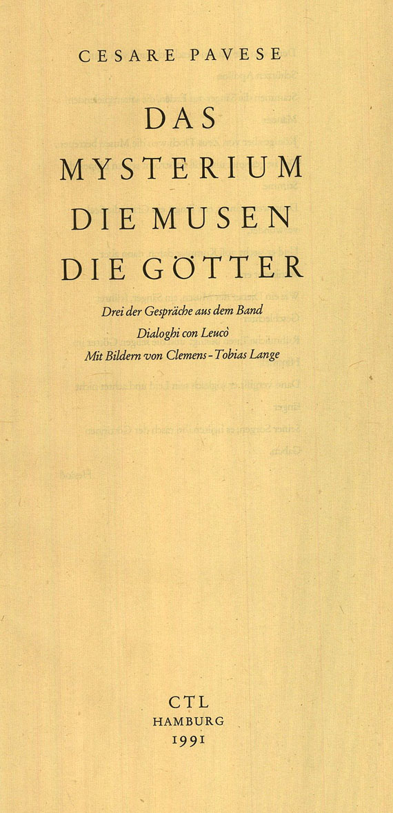 CTL-Presse - Pavese: Das Mysterium, die Musen, die Götter. 1991