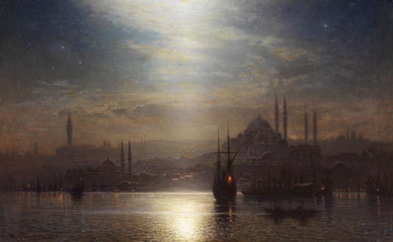 Ernst Karl Eugen Koerner - Blick über den Bosporus auf Konstantinopel bei Nacht