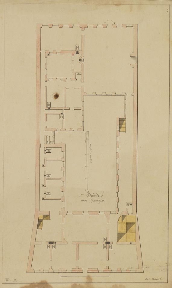  Süddeutschland - 11 Blätter: Konvolut mit Architekturzeichnungen von Johann Molfenter - 