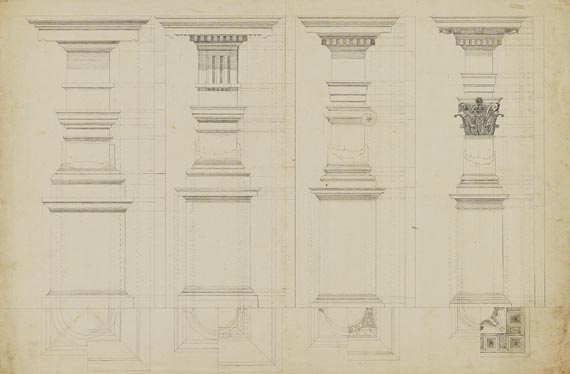  Süddeutschland - 11 Blätter: Konvolut mit Architekturzeichnungen von Johann Molfenter - 