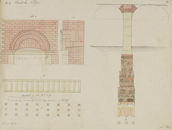  Süddeutschland - 11 Blätter: Konvolut mit Architekturzeichnungen von Johann Molfenter - 