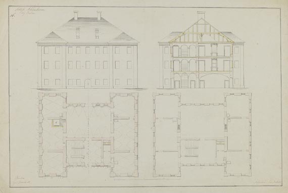 Süddeutschland - 11 Blätter: Konvolut Architekturzeichnungen von Johann Molfenter