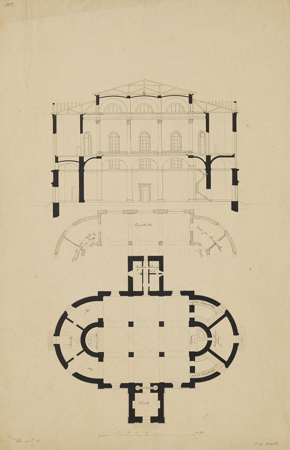  Süddeutschland - 11 Blätter: Konvolut Architekturzeichnungen von Johann Molfenter - 