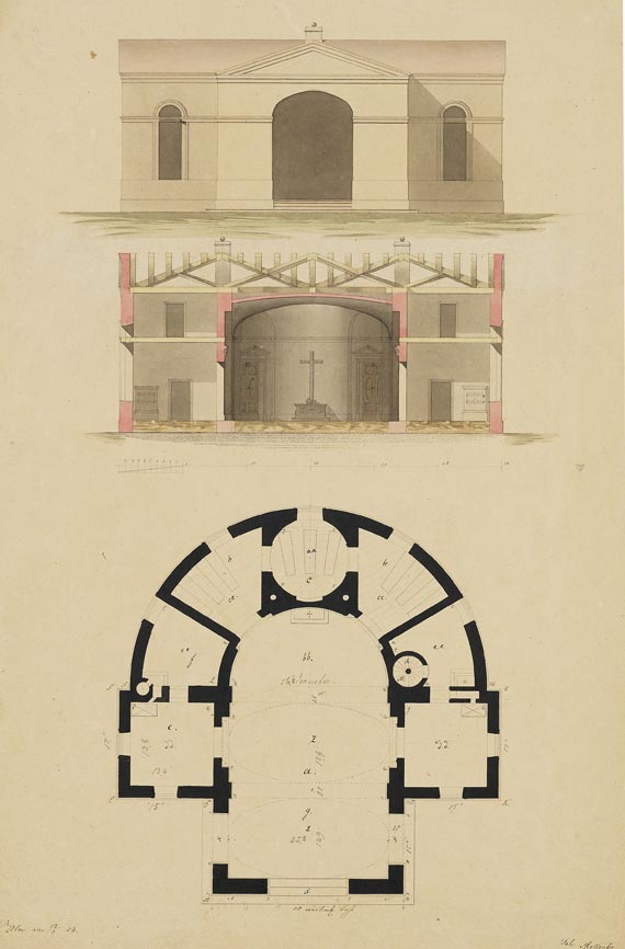 Süddeutschland - 11 Blätter: Konvolut Architekturzeichnungen von Johann Molfenter