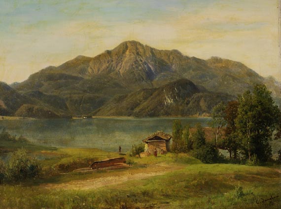 Carl Jungheim - Blick auf den Kochelsee mit Herzogstand und Heimgarten