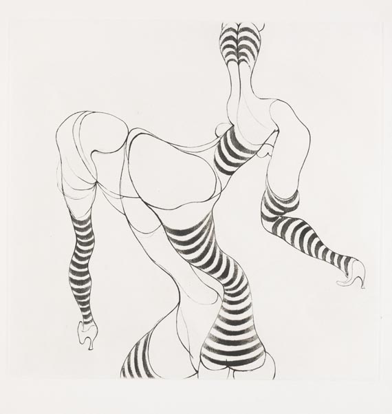 Hans Bellmer - 5 Blätter: Liegende in Strümpfen