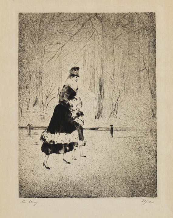 Lesser Ury - Dame mit Kind im Tiergarten