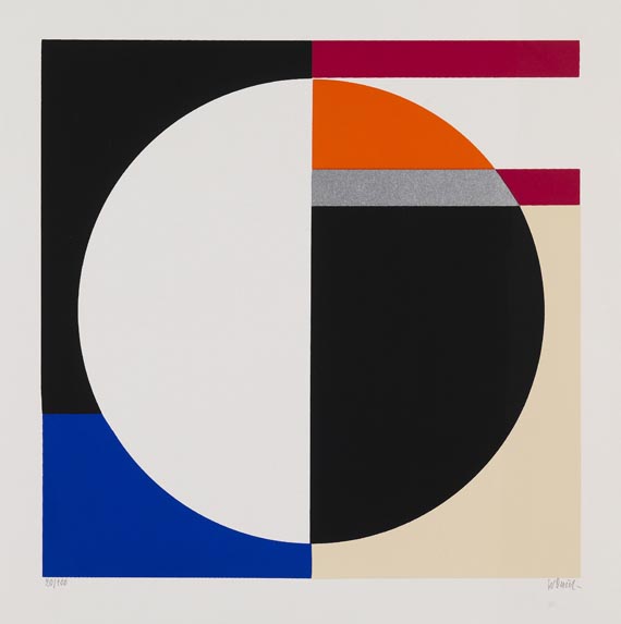 Walter Dexel - 2 Blätter: Quadrate 1925. Scheibe senkrecht halbgeteilt - 