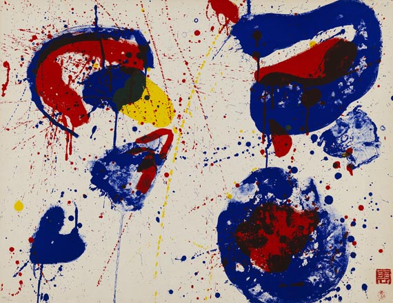 Sam Francis - 2 Blätter: Hurrah for the Red, White and Blue. The upper Red