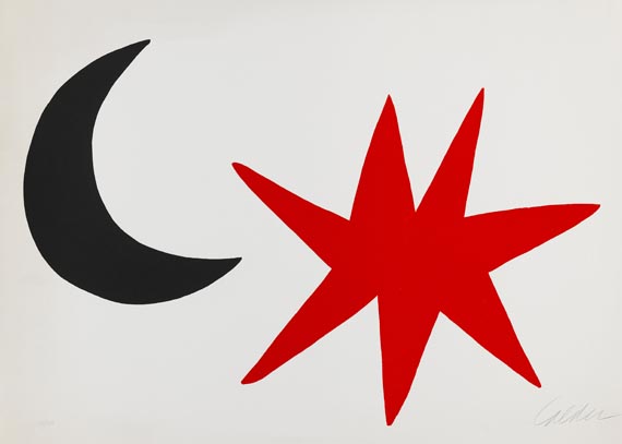 Alexander Calder - 2 Blätter: Mond und Stern. Rote Reiterstudie - 