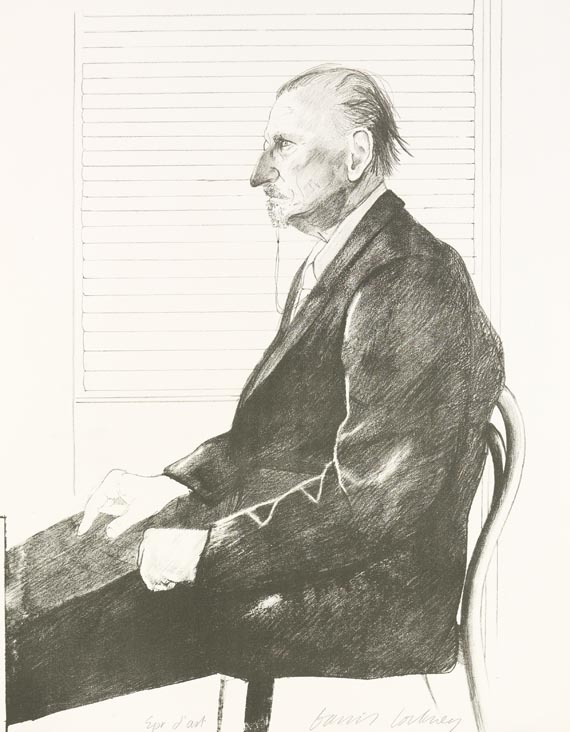 David Hockney - Portrait Felix H. Man (The print collector) - Signature