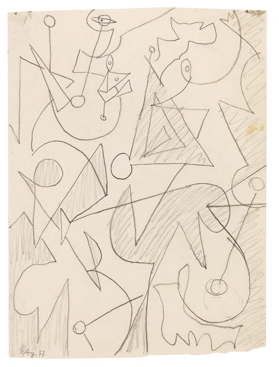 Ernst Wilhelm Nay - Vorstudie zum Ölbild "Albaran" - Signature