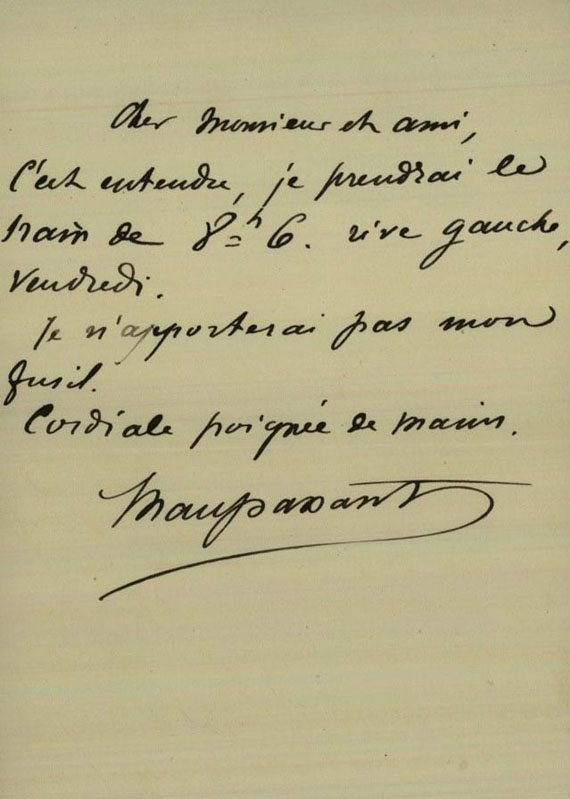 Guy de Maupassant - 1 Autograph.