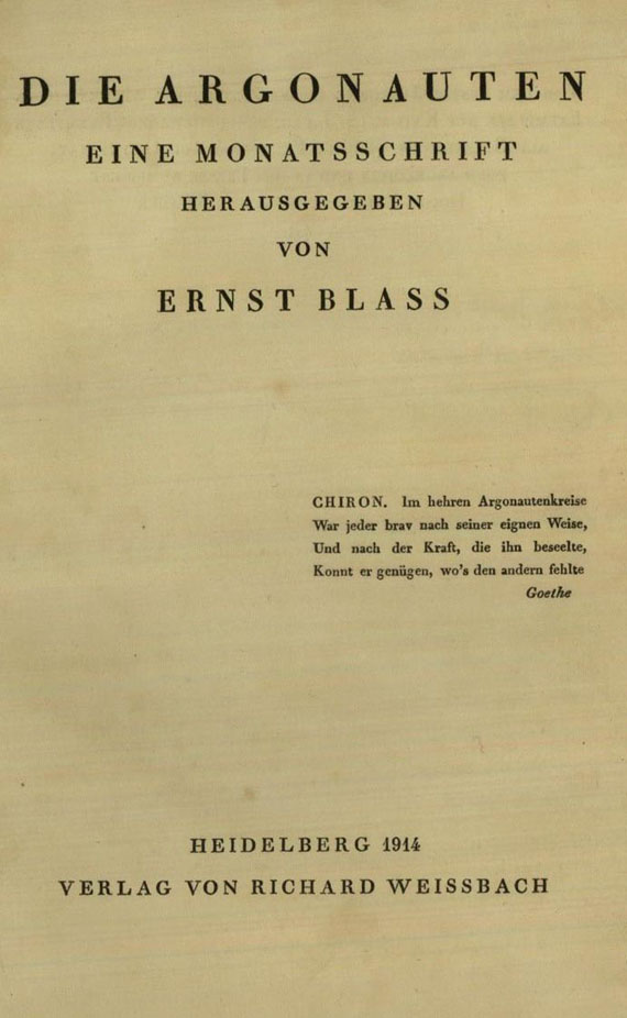 Argonauten - Die Argonauten. 1914.