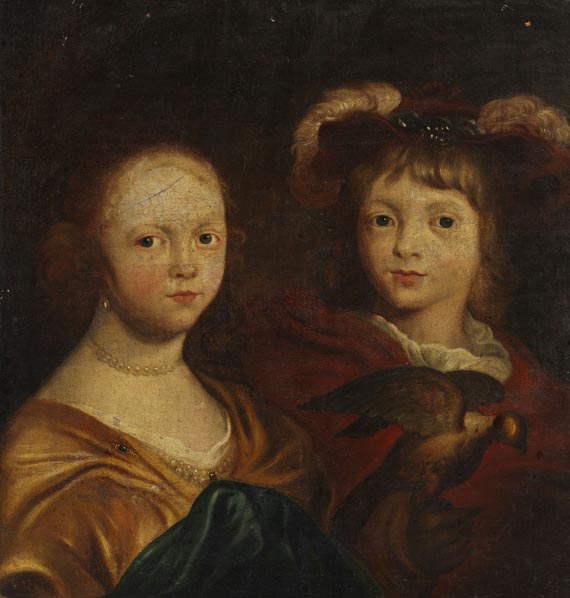 Flandern - Porträt zweier Kinder mit Falken