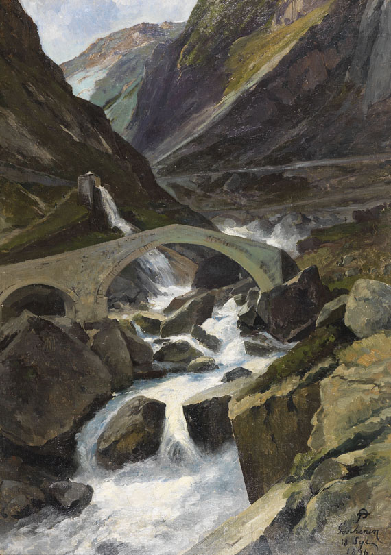 Friedrich Preller d. J. - Alte Brücke auf dem Gotthard bei Göschenen (Teufelsbrücke)