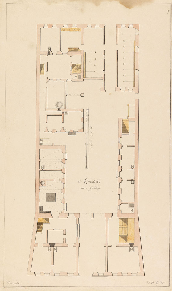 Süddeutschland - 6 Bll.: Konvolut mit Architekturzeichnungen von Johann Molfenter -