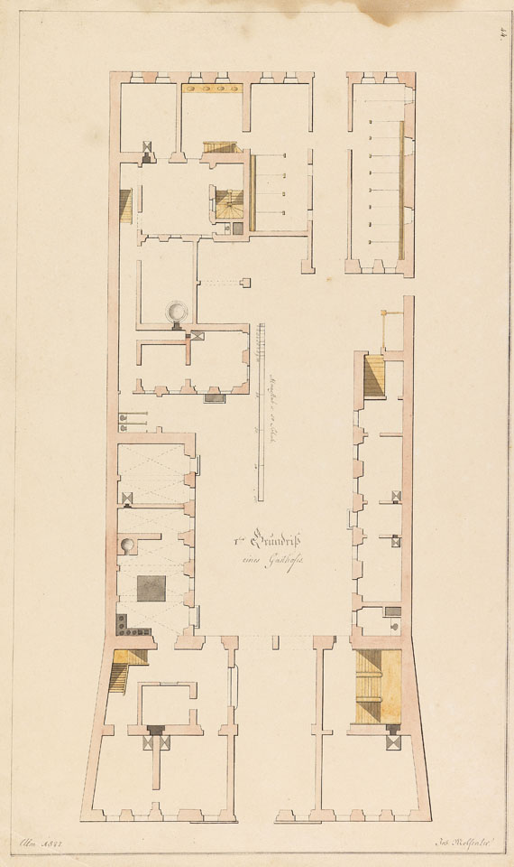  Süddeutschland - 6 Bll.: Konvolut mit Architekturzeichnungen von Johann Molfenter - 