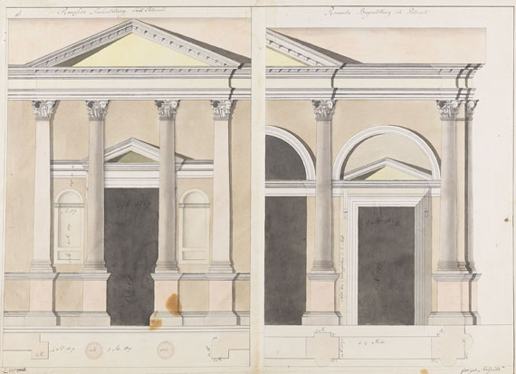  Süddeutschland - 6 Bll.: Konvolut mit Architekturzeichnungen von Johann Molfenter - 