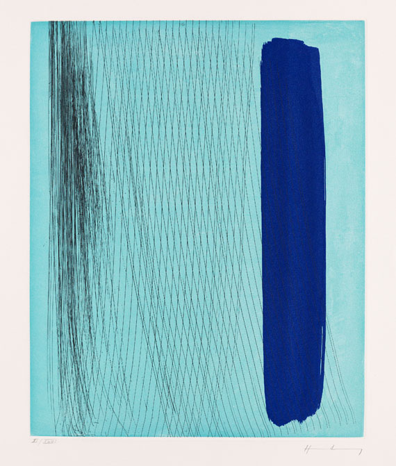 Hans Hartung - Ohne Titel (Komposition in Türkis und Blau)