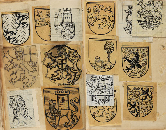 Otto Hupp - Skizzen zu Ortswappen. Um 1910/20.