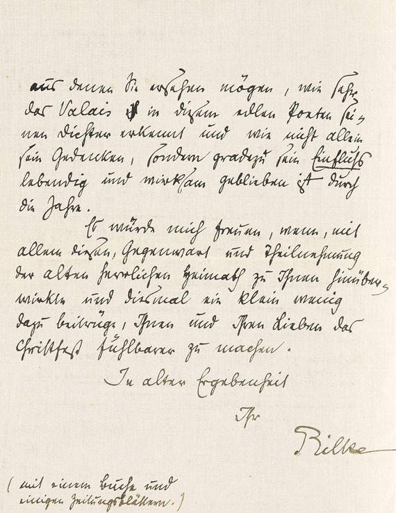 Rainer Maria Rilke - Eigh. Brief mit Umschlag und Karte. 3 Tle. 1918-21. - 