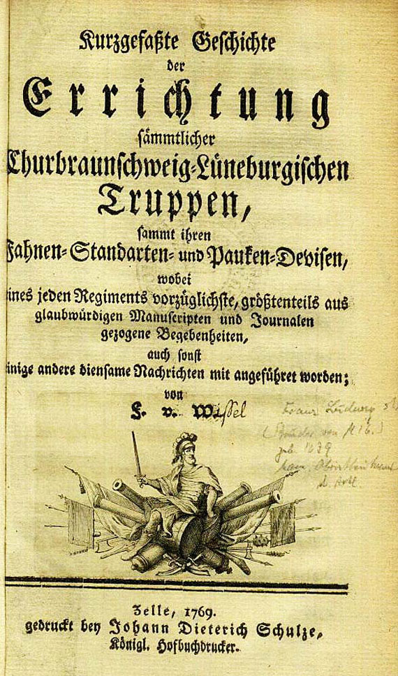 Militärwesen - Merkbuch Soldatendienst. 1787. - Dabei: Apologetischer Bericht. 1628. Geschichte der Truppen. 1769. Kriegsrecht. 1764.