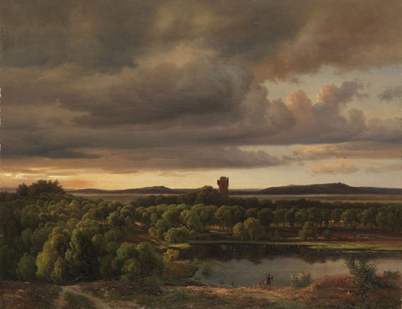 Louis Gurlitt - Ostholsteinische Landschaft mit Wanderer