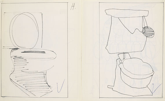 Claes Oldenburg - Skulpturer och teckningar - Orig.-Skizzen. 1966. - 