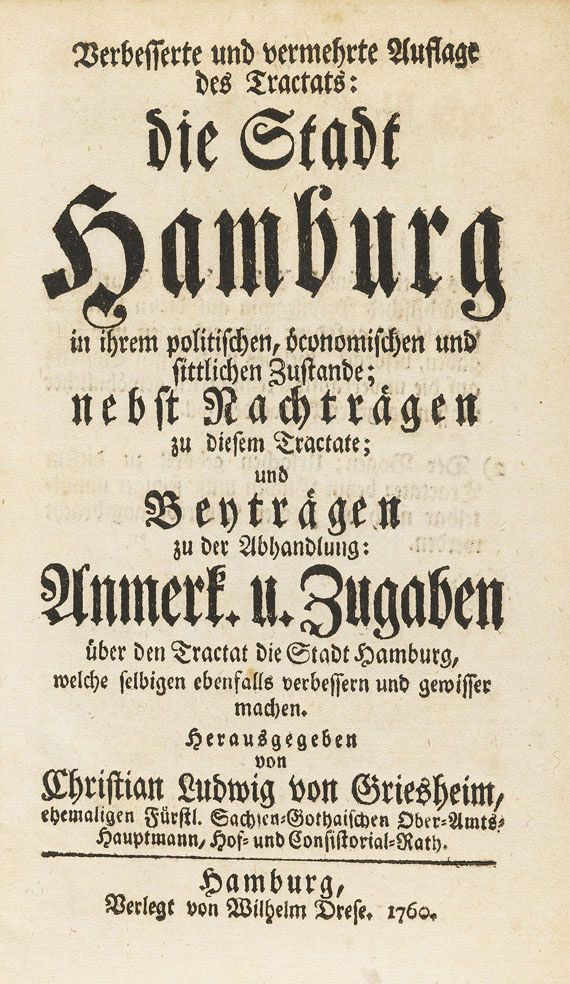 Christian Ludwig von Griesheim - Stadt Hamburg. 1760. - 