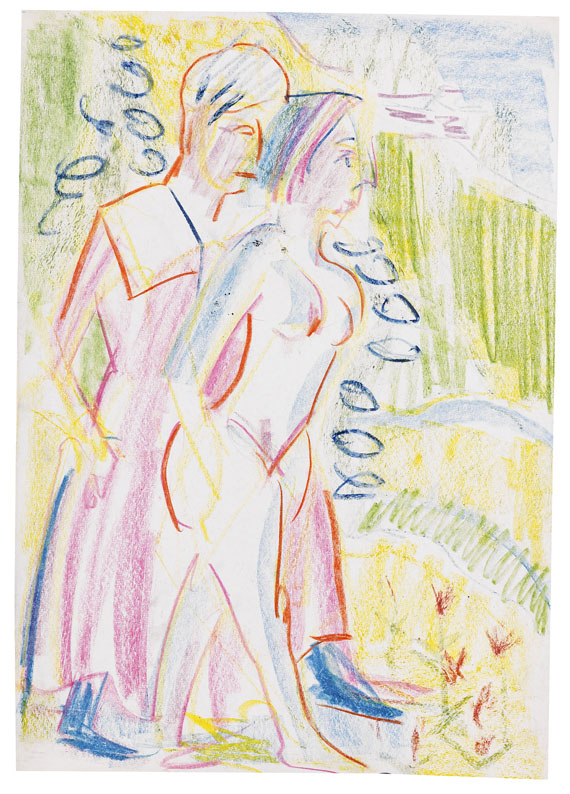 Ernst Ludwig Kirchner - Frau und nacktes Mädchen in Gebirgslandschaft