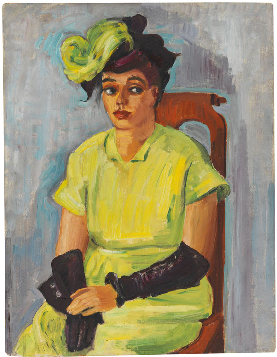 Hermann Max Pechstein - Bildnis Freda Wermel in gelbem Kostüm