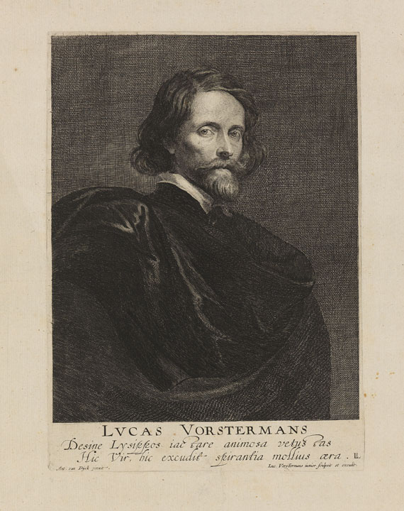 Antonius van Dyck - Porträt des Pieter Breughel aus der "Iconographie". Sowie fünf weitere Porträts nach van Dyck, gestochen von Pieter de Jode II (1), Lucas Vorsterman I (3) und Lucas Vorsterman II (1) - 