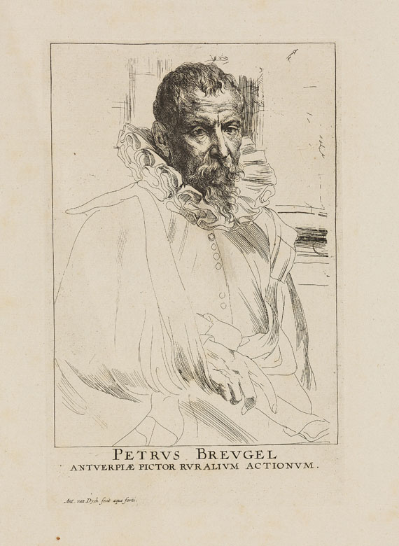 Antonius van Dyck - Porträt des Pieter Breughel aus der "Iconographie". Sowie fünf weitere Porträts nach van Dyck, gestochen von Pieter de Jode II (1), Lucas Vorsterman I (3) und Lucas Vorsterman II (1) - 