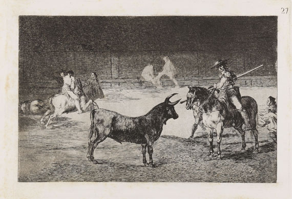 Francisco de Goya - El célebre picador Fernando del Toro, barilarguero, obligando á la fiera con su garrocha