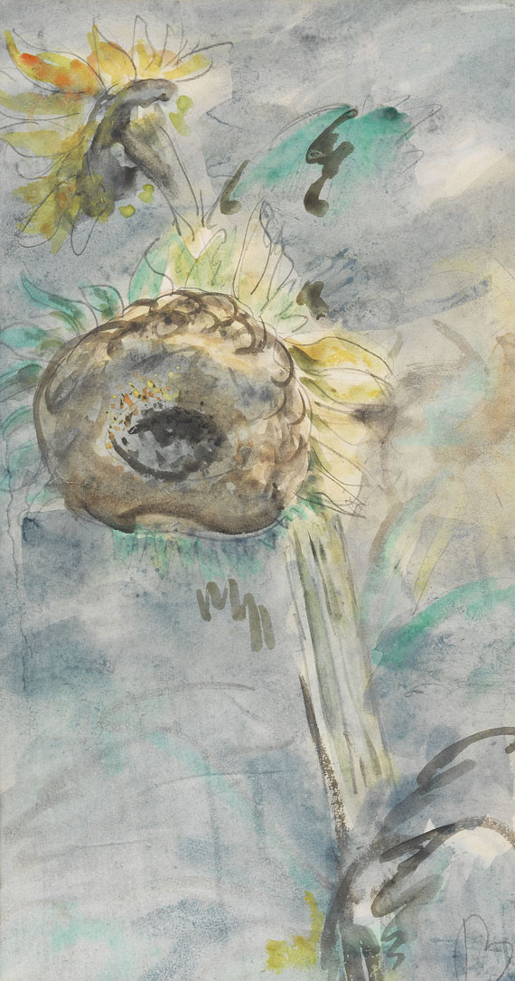 Arnold Blome - 2 Blätter: Figuren und Reiter. Sonnenblumen - 