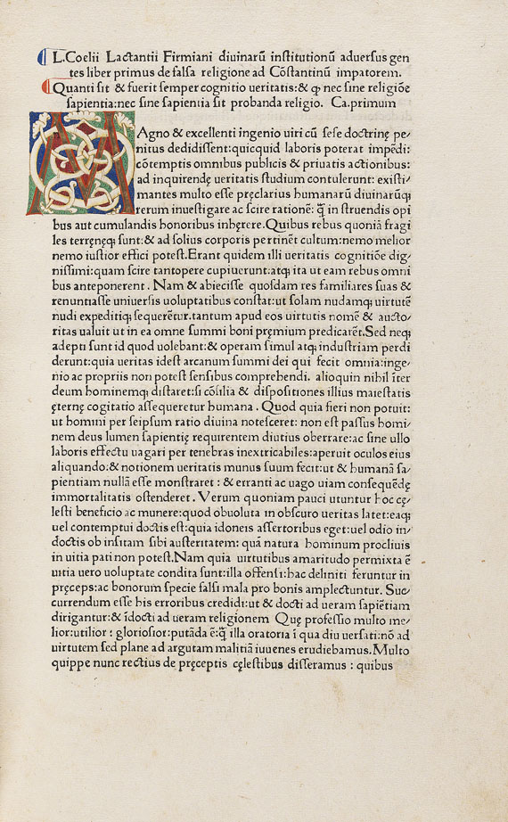 Lucius Coelius Firmianus Lactantius - Opera. 1472.