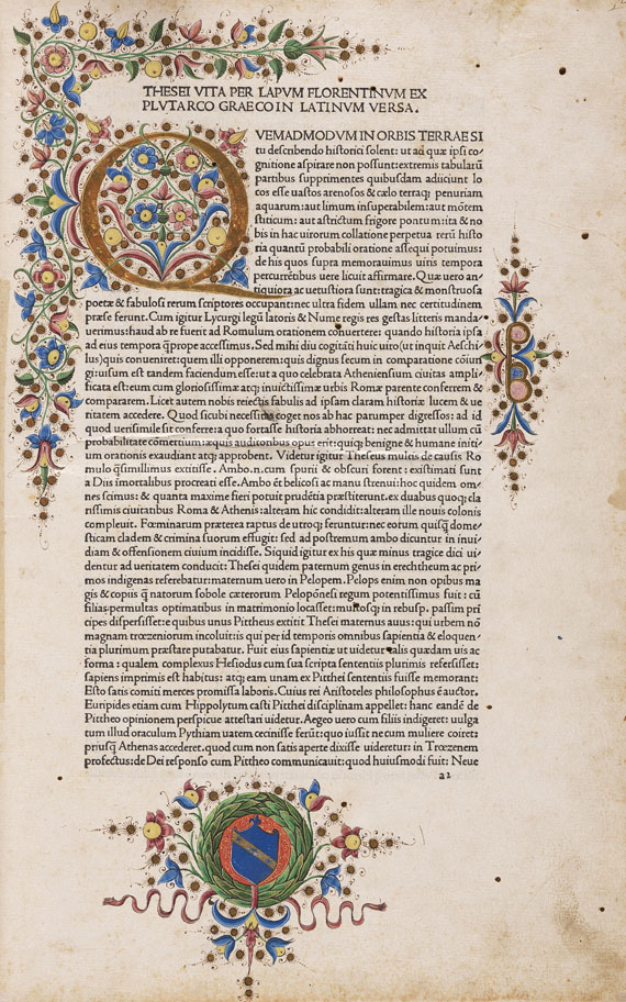  Plutarch - Vitae parallelae. Venedig 1478.