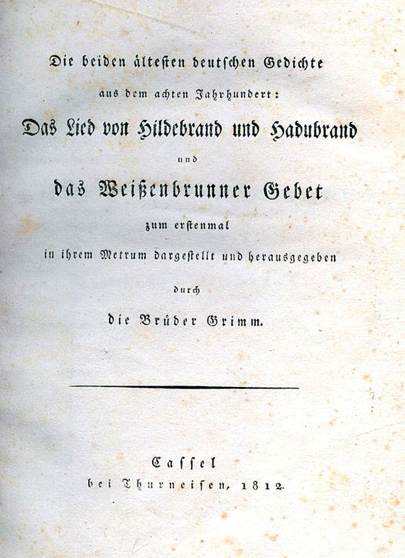 Jakob und Wilhelm Grimm - Hildebrand und Hadubrand. Im Schuber. 1812.