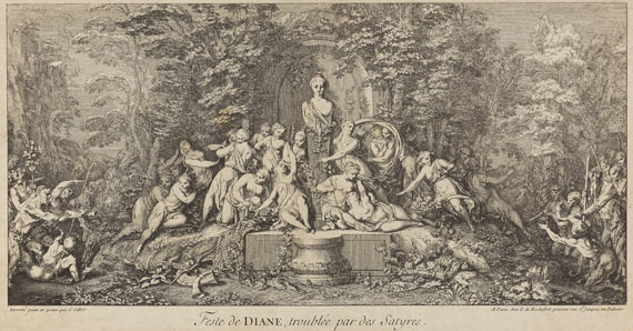 Claude Gillot - 4 Blätter: Les Quatre Festes - Feste de Diane, Feste de Bacchus, Feste de Faune, Feste du Dieu Pan - 
