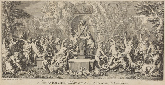 Claude Gillot - 4 Blätter: Les Quatre Festes - Feste de Diane, Feste de Bacchus, Feste de Faune, Feste du Dieu Pan - 