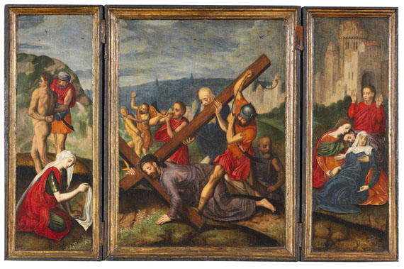  Süddeutschland - Christus fällt unter dem Kreuz. Reise-Triptychon