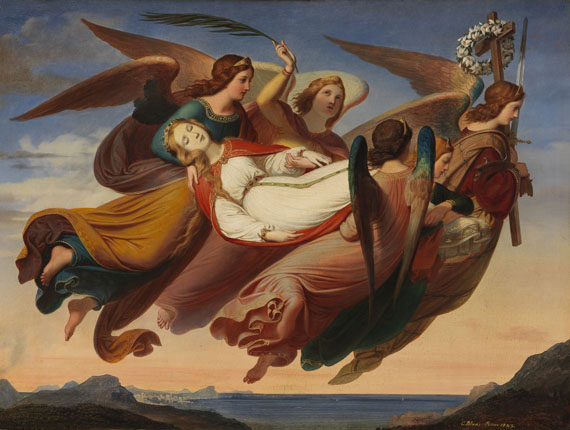 Carl von Blaas - Die heilige Katharina von Alexandria, von Engeln zum Berg Sinai getragen