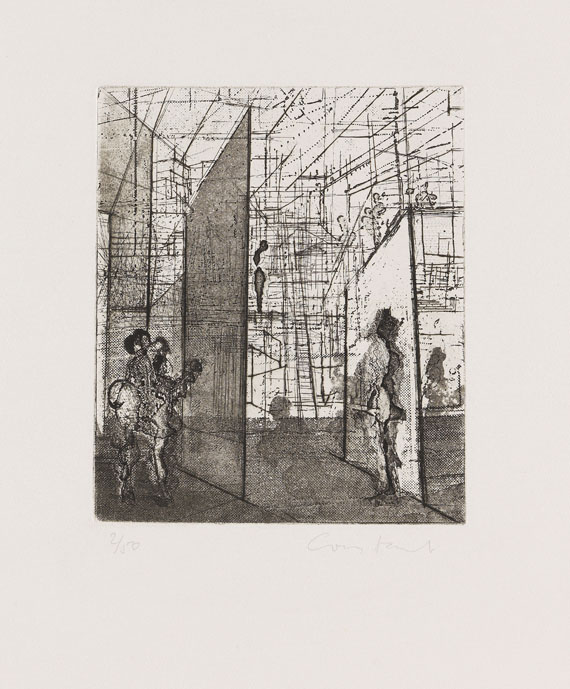 Constant (d.i. Constant Nieuwenhuys) - 3 Blätter: Sade in the labyrinth, Figures in an urban Environment, Ohne Titel - 