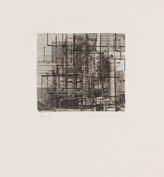 Constant (d.i. Constant Nieuwenhuys) - 3 Blätter: Sade in the labyrinth, Figures in an urban Environment, Ohne Titel - 