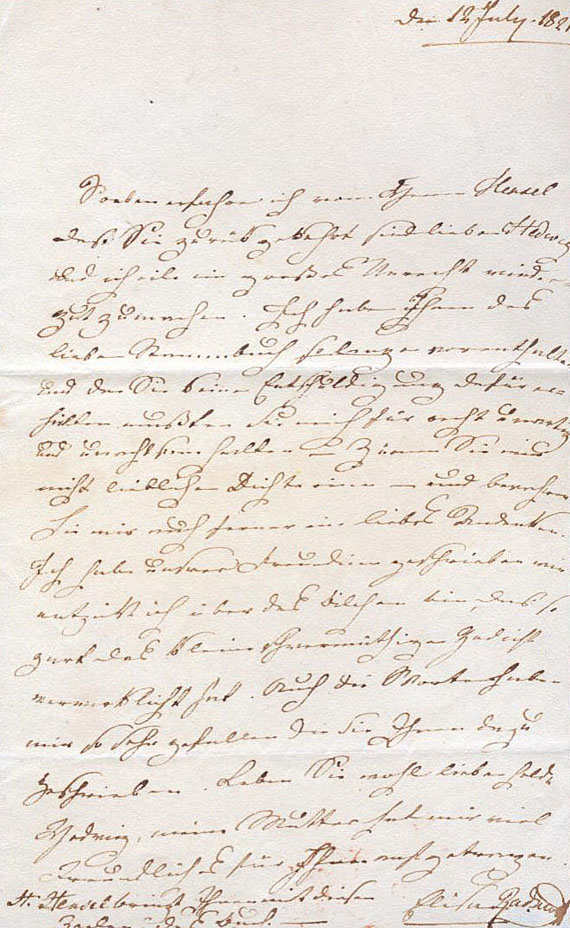 Elisa Radziwill - Eigh. Brief an Hedwig von Staegemann. 1821.