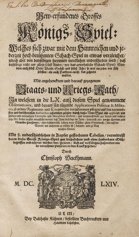 Christoph Weickhmann - New-erfundenes Königs- Spiel. 1664. - 